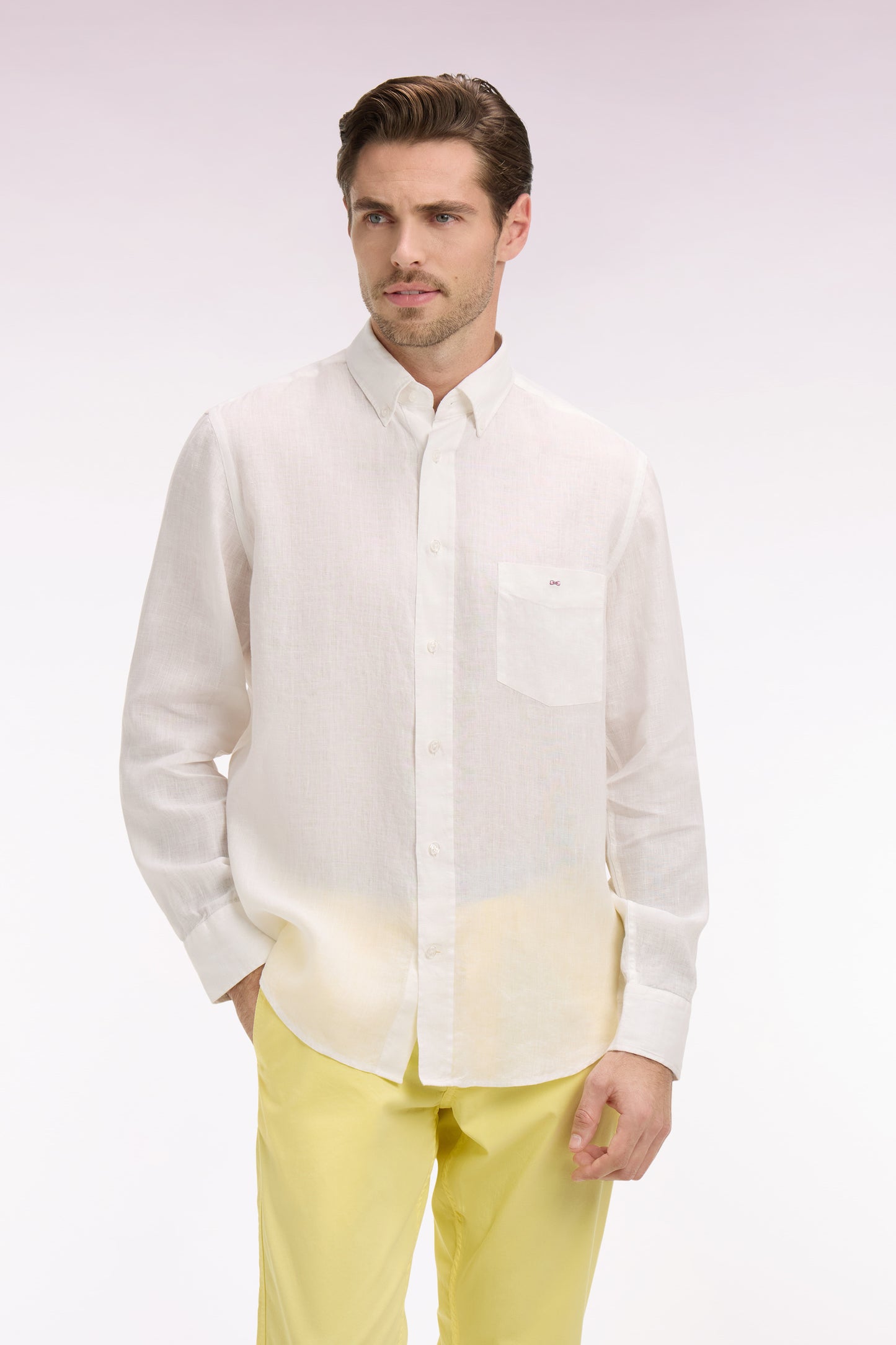 Chemise droite en lin blanc