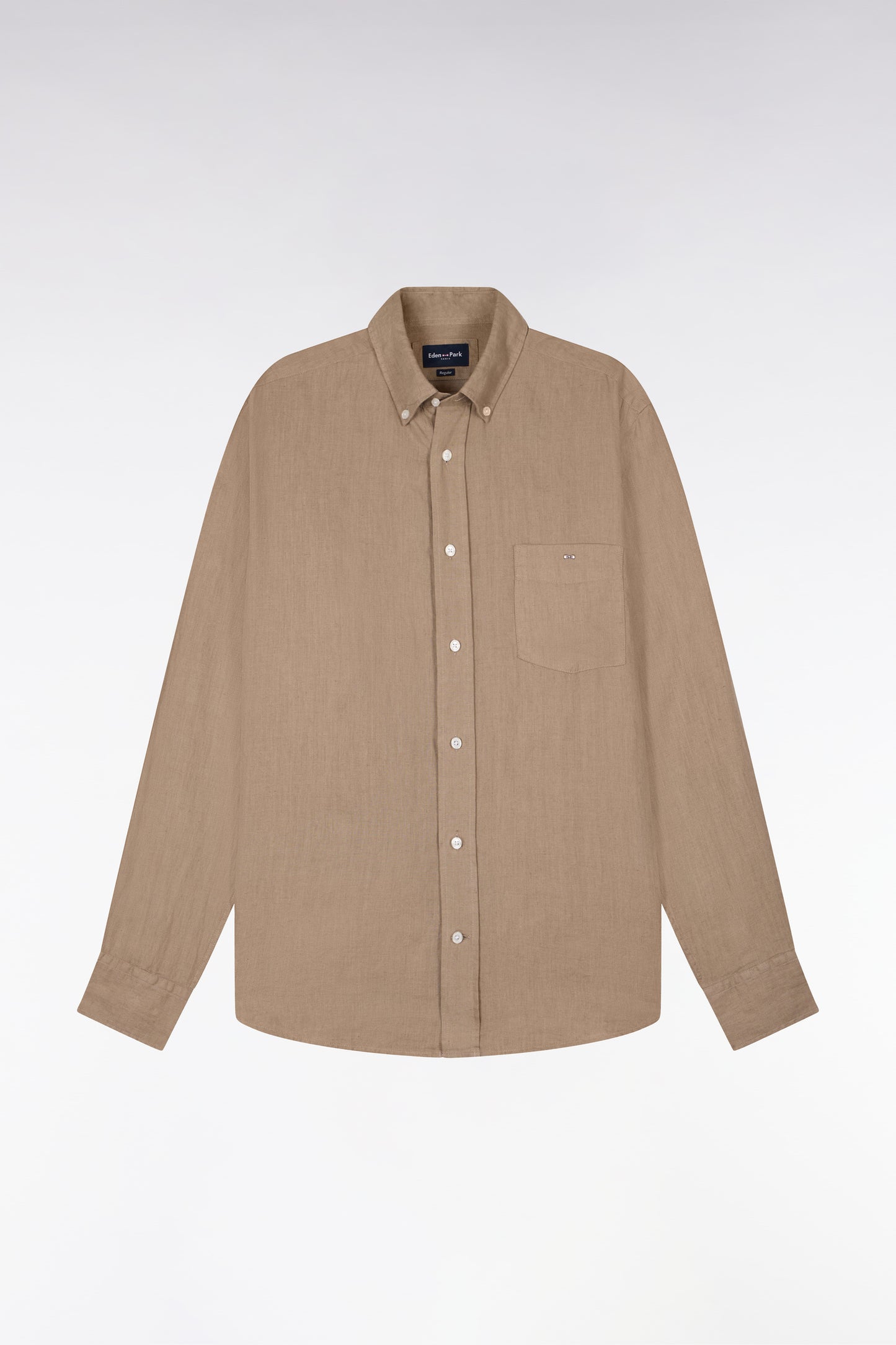 Chemise en lin beige coupe droite