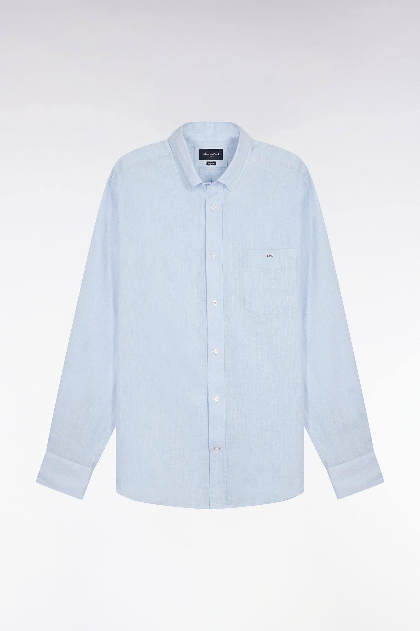 Chemise droite en lin bleu ciel