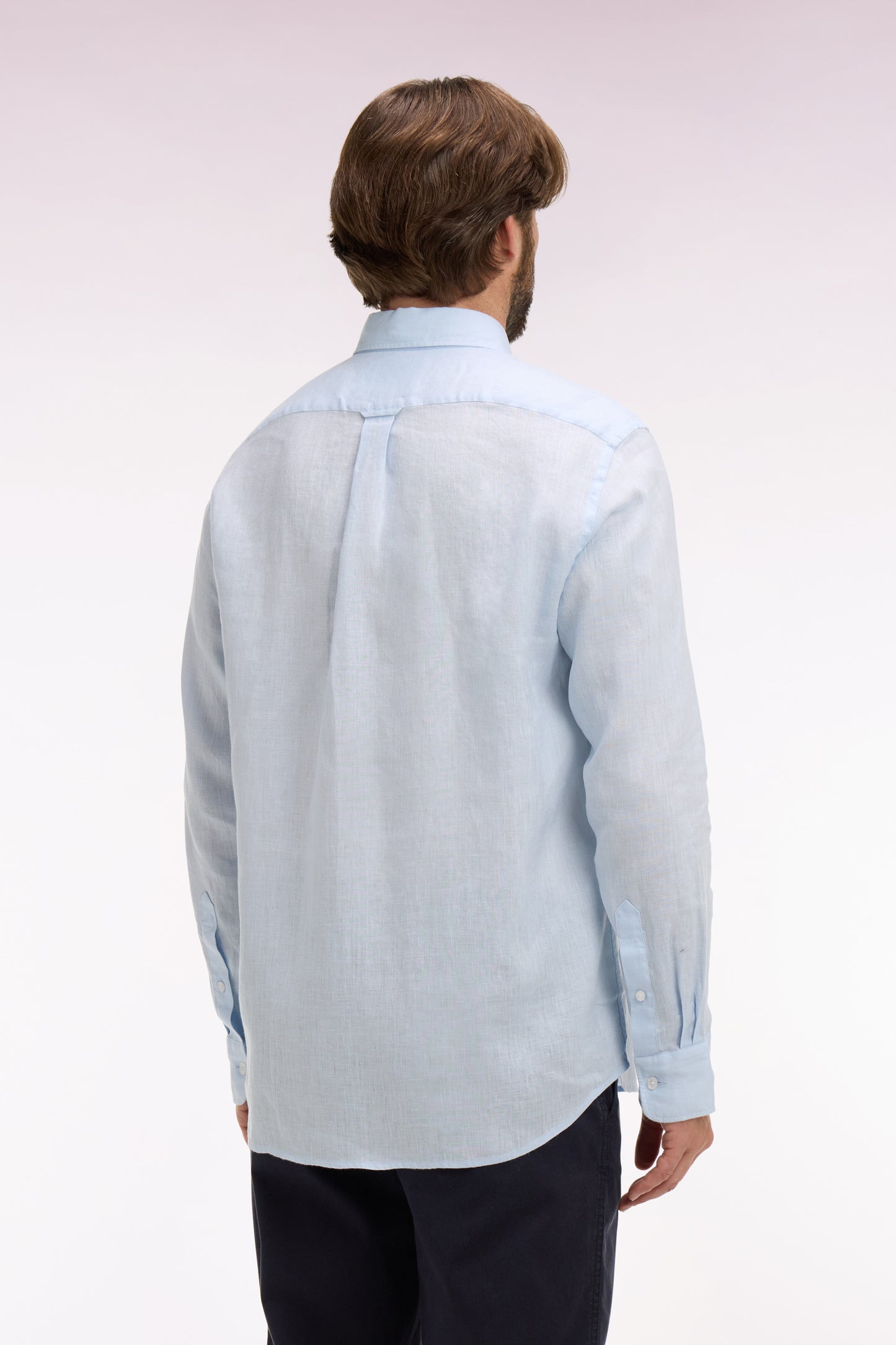 Chemise droite en lin bleu ciel