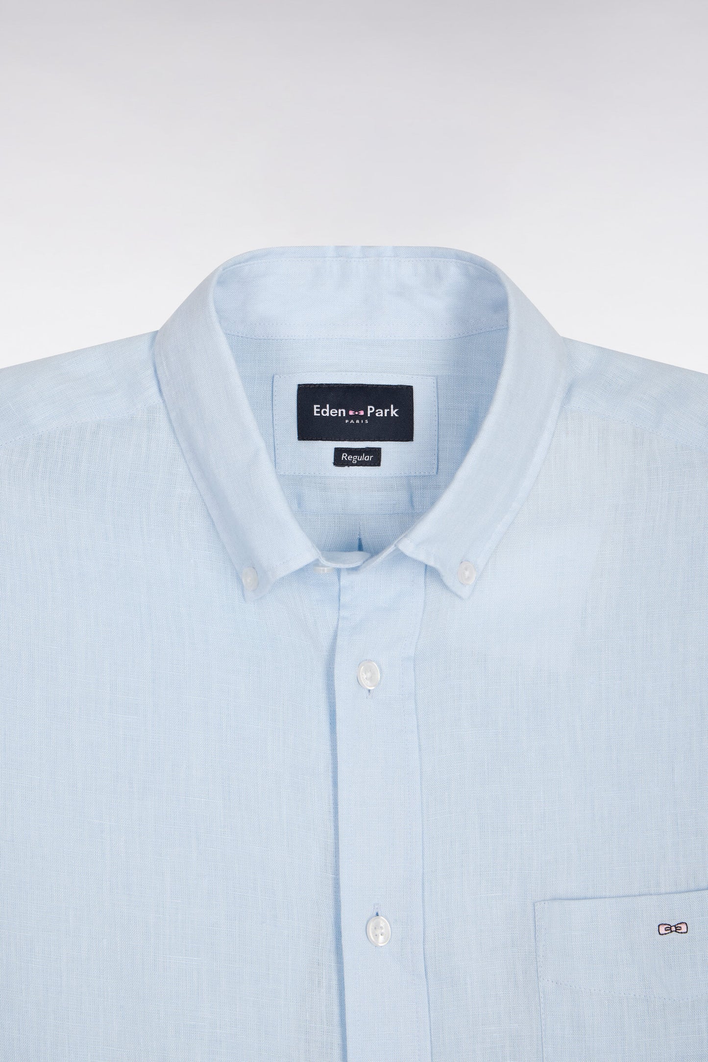Chemise droite en lin bleu ciel