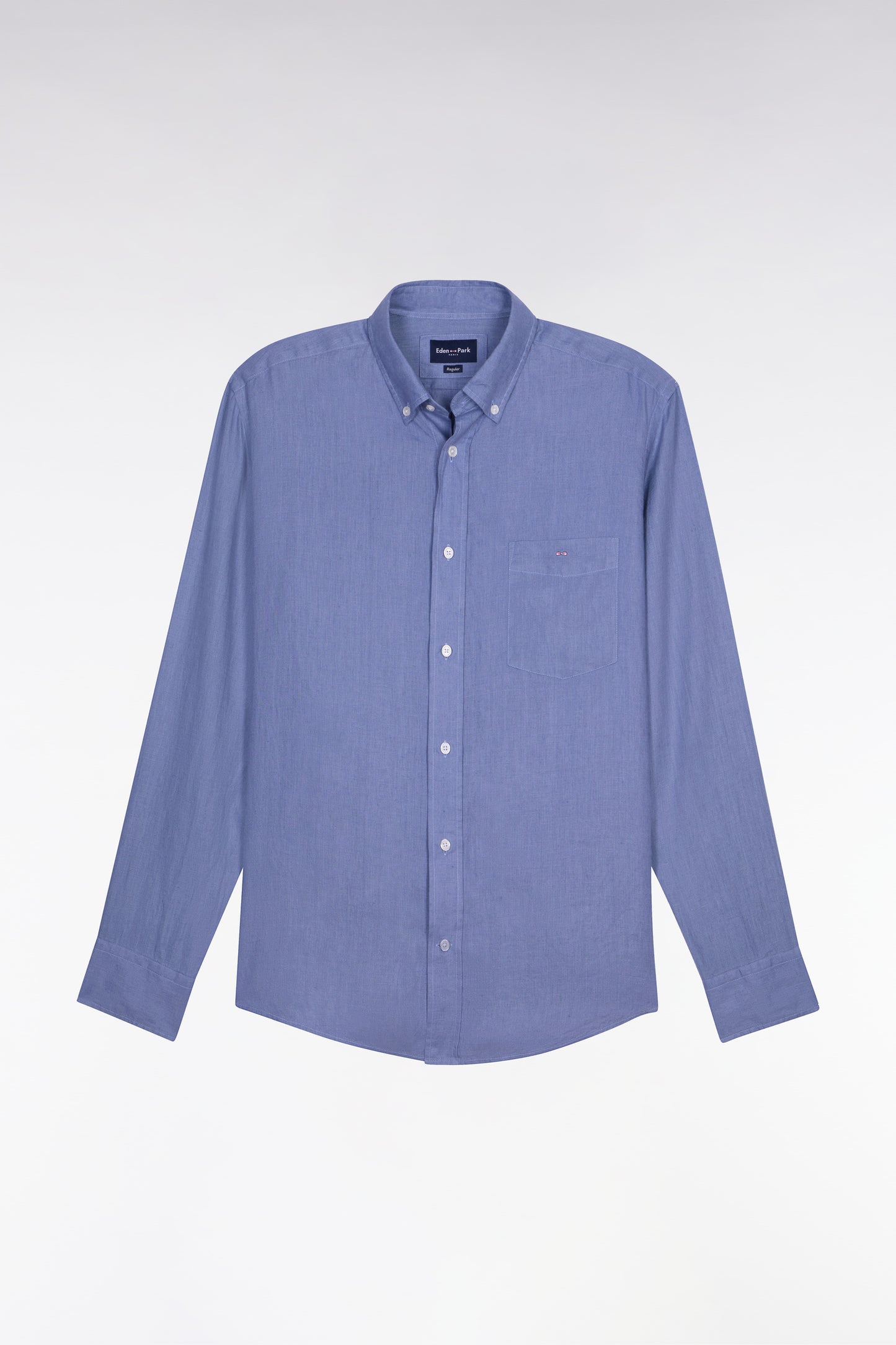 Chemise en lin bleu coupe droite