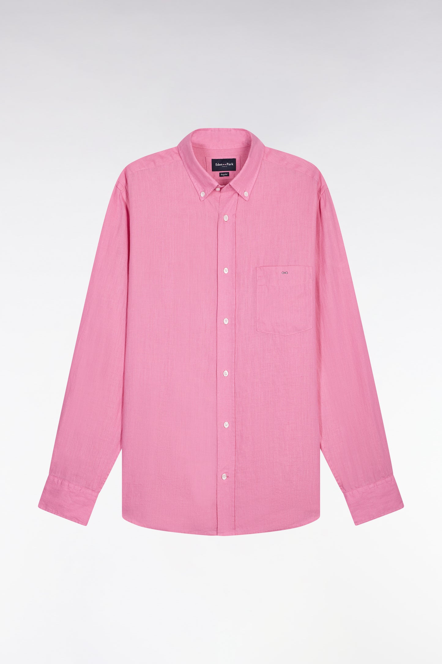 Chemise droite en lin rose