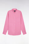 Chemise droite en lin rose