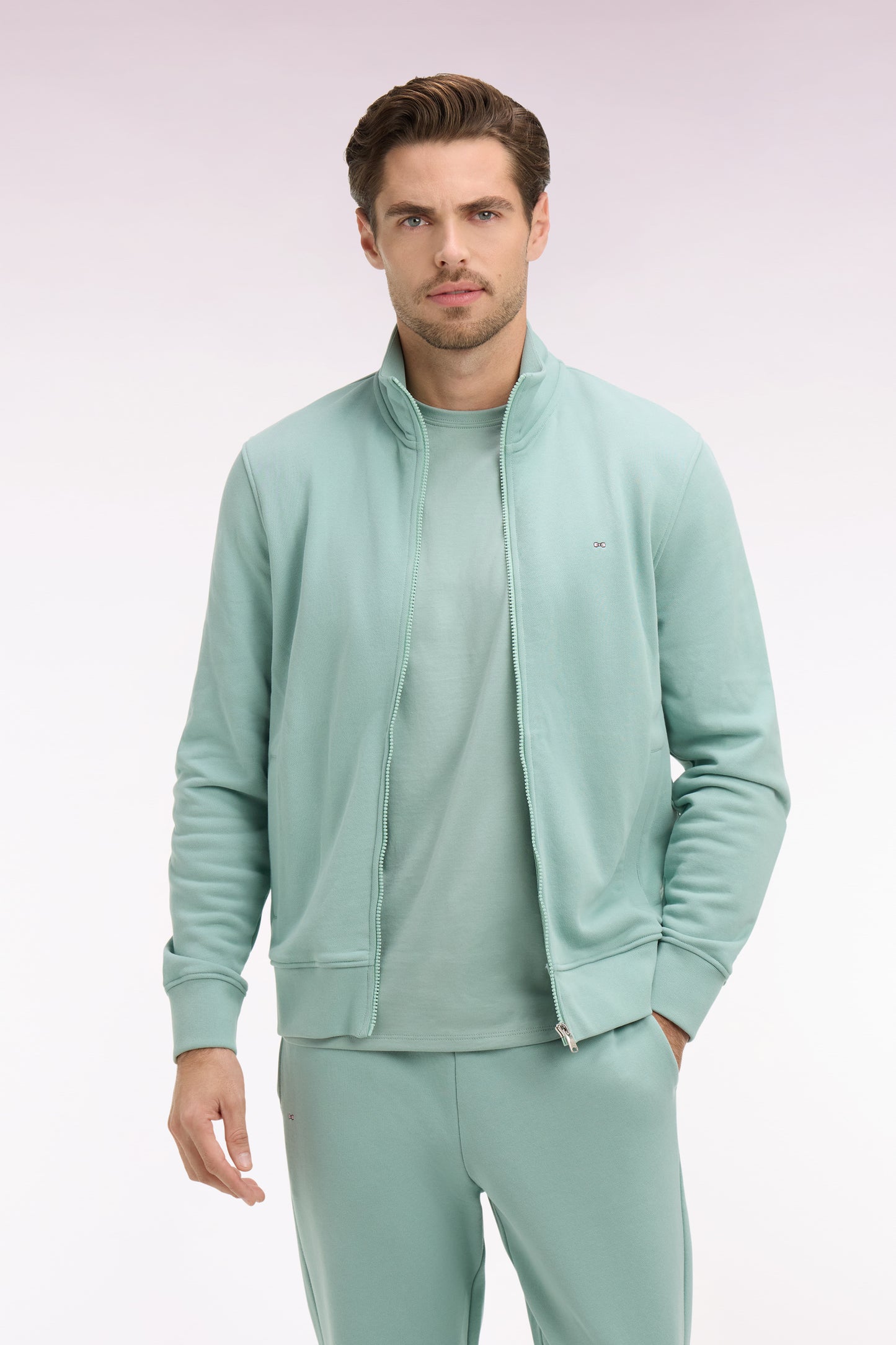 Chemise droite en lin vert d'eau