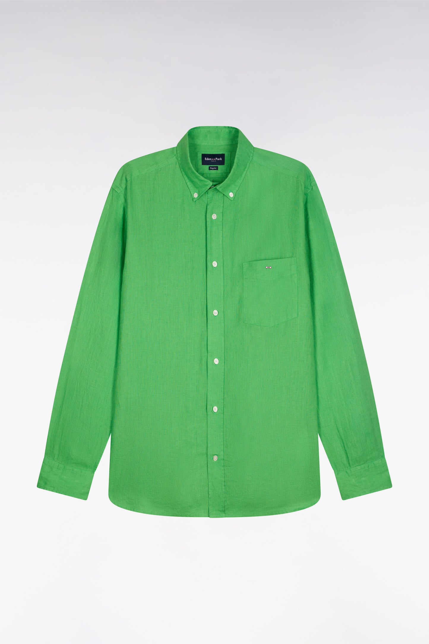Chemise droite en lin vert