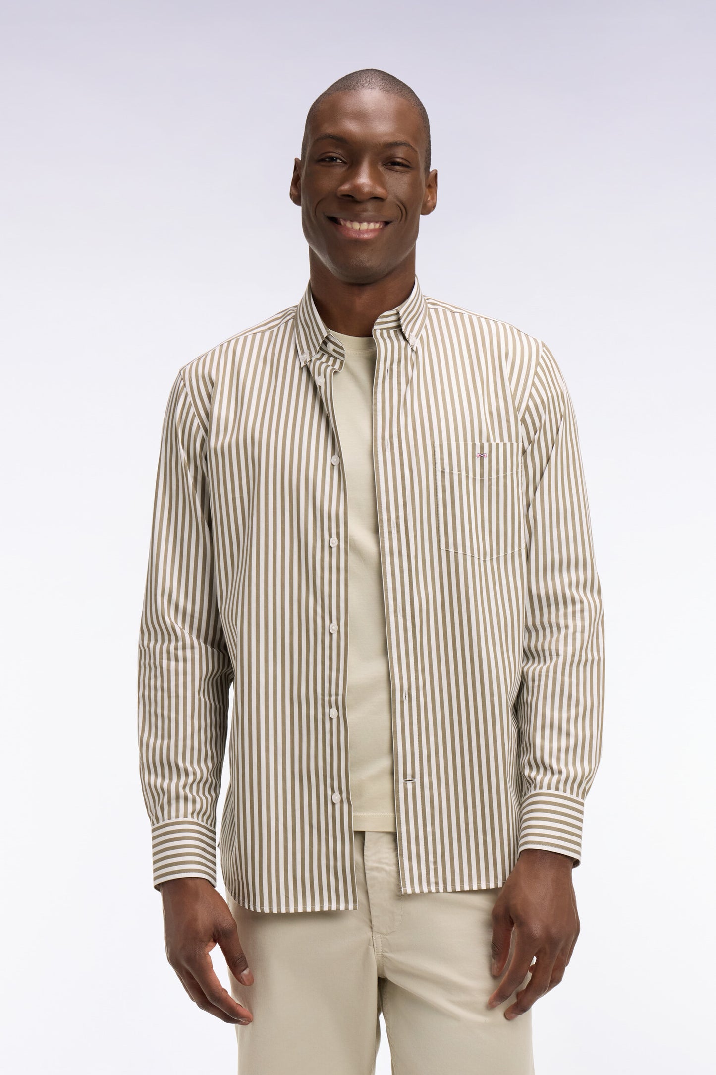 Chemise en coton ciel à rayures bâtons