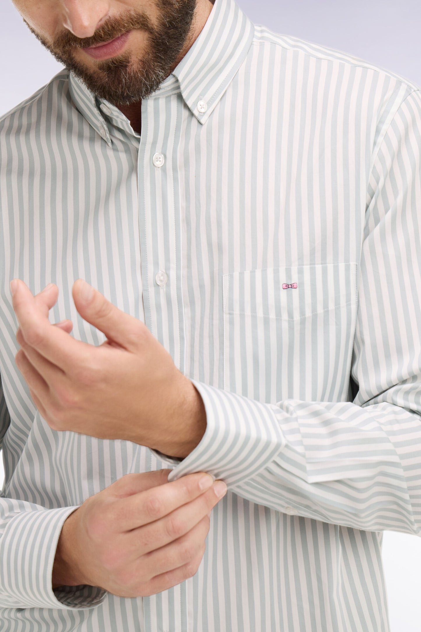 Chemise en coton ciel à rayures bâtons