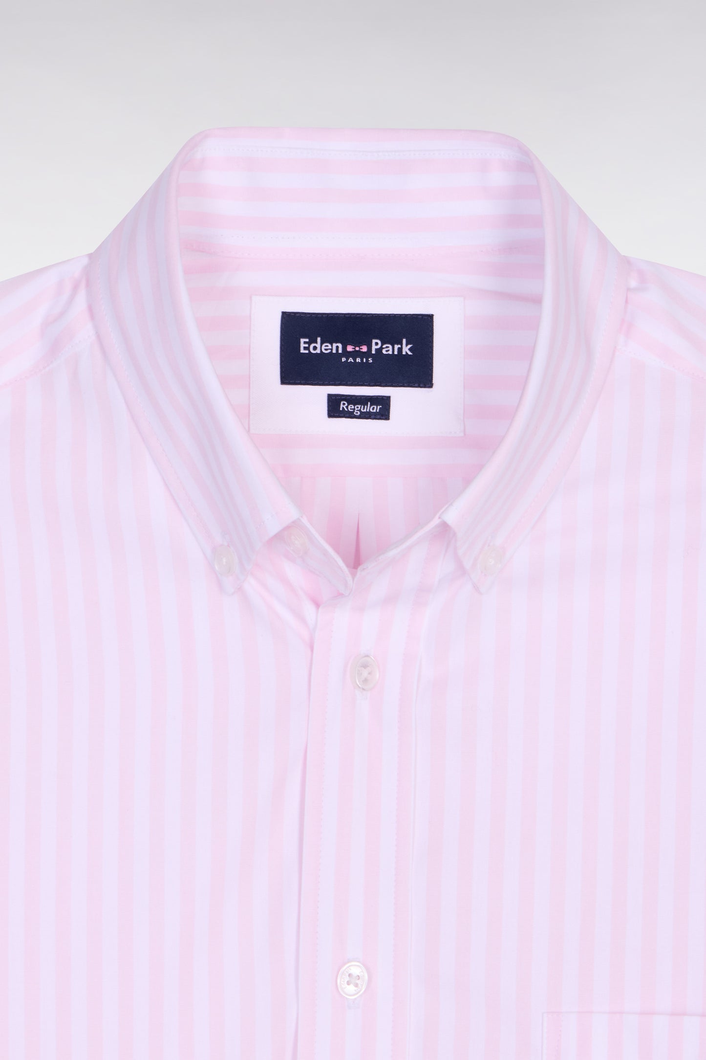 Chemise en coton rose à rayures bâtons