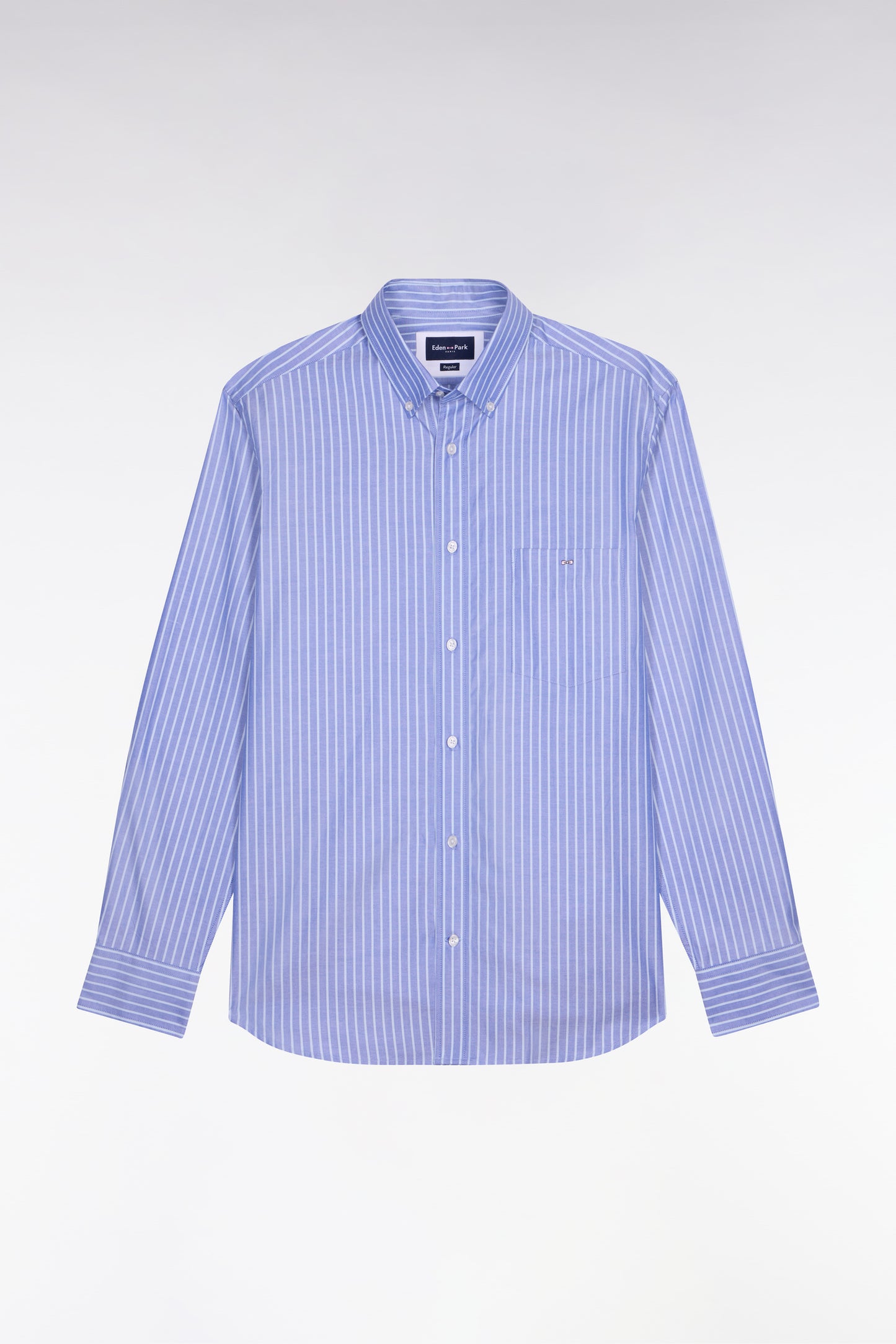 Chemise en coton pinpoint à rayures bleu ciel coupe regular