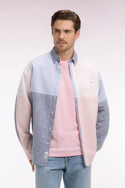 Chemise en lin et coton colorblock - Image 1