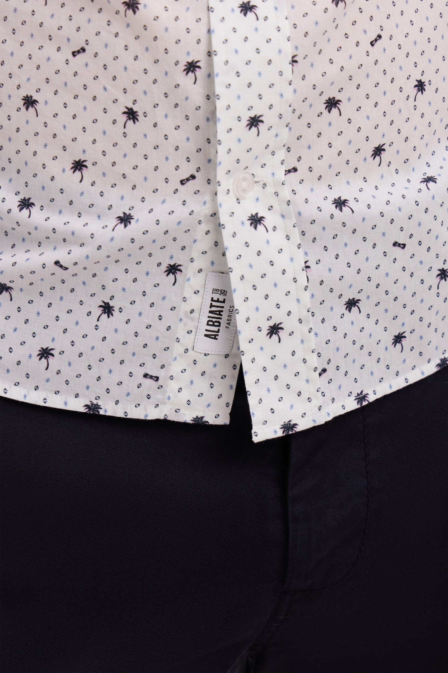 Chemise en coton blanche à micromotifs coupe slim