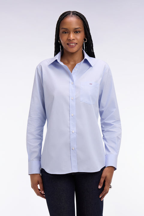 Chemise en popeline de coton ciel coupe slim - Image 3