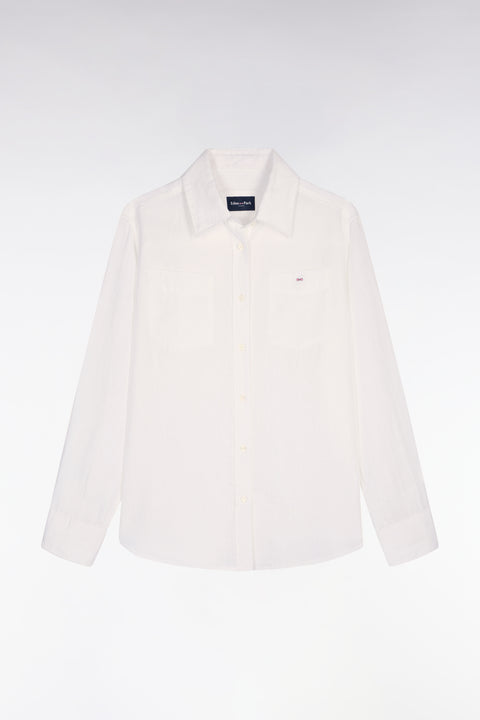 Chemise en lin blanc à poches plaquées - Image 2
