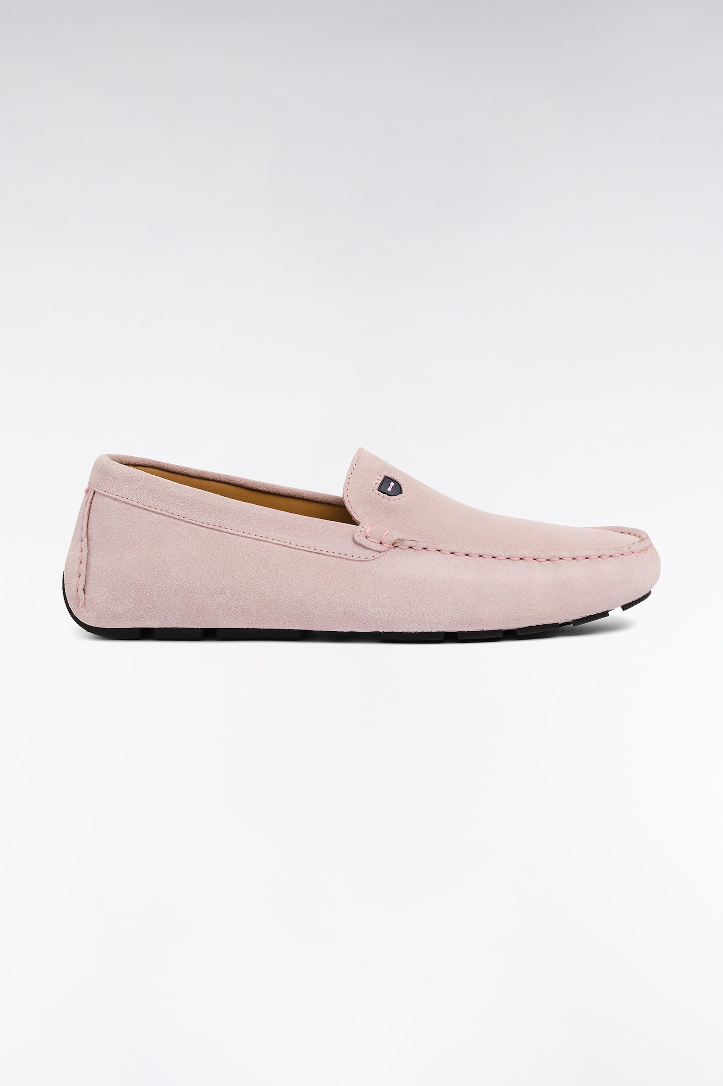 Pink suede leather loafers