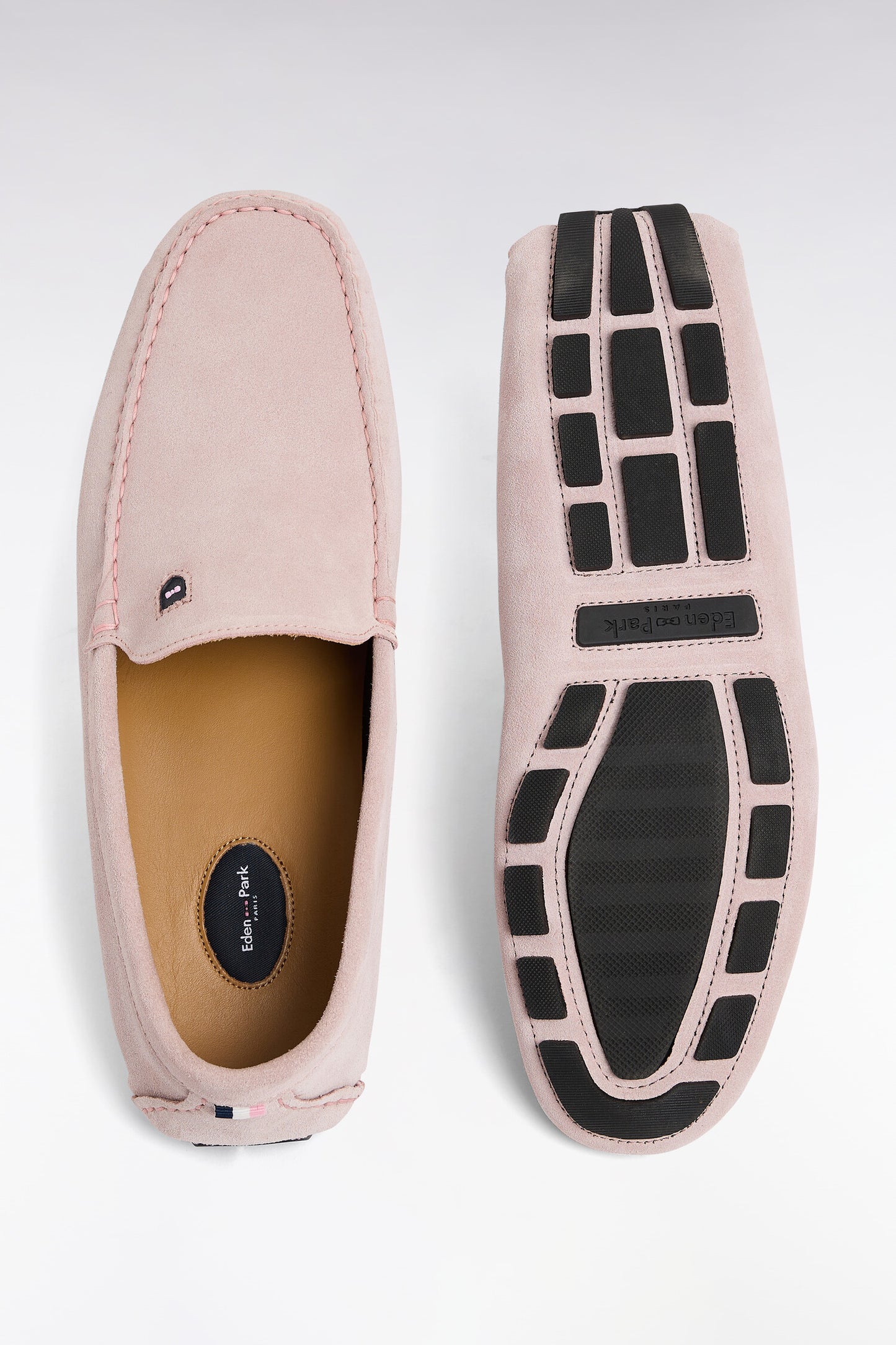 Pink suede leather loafers