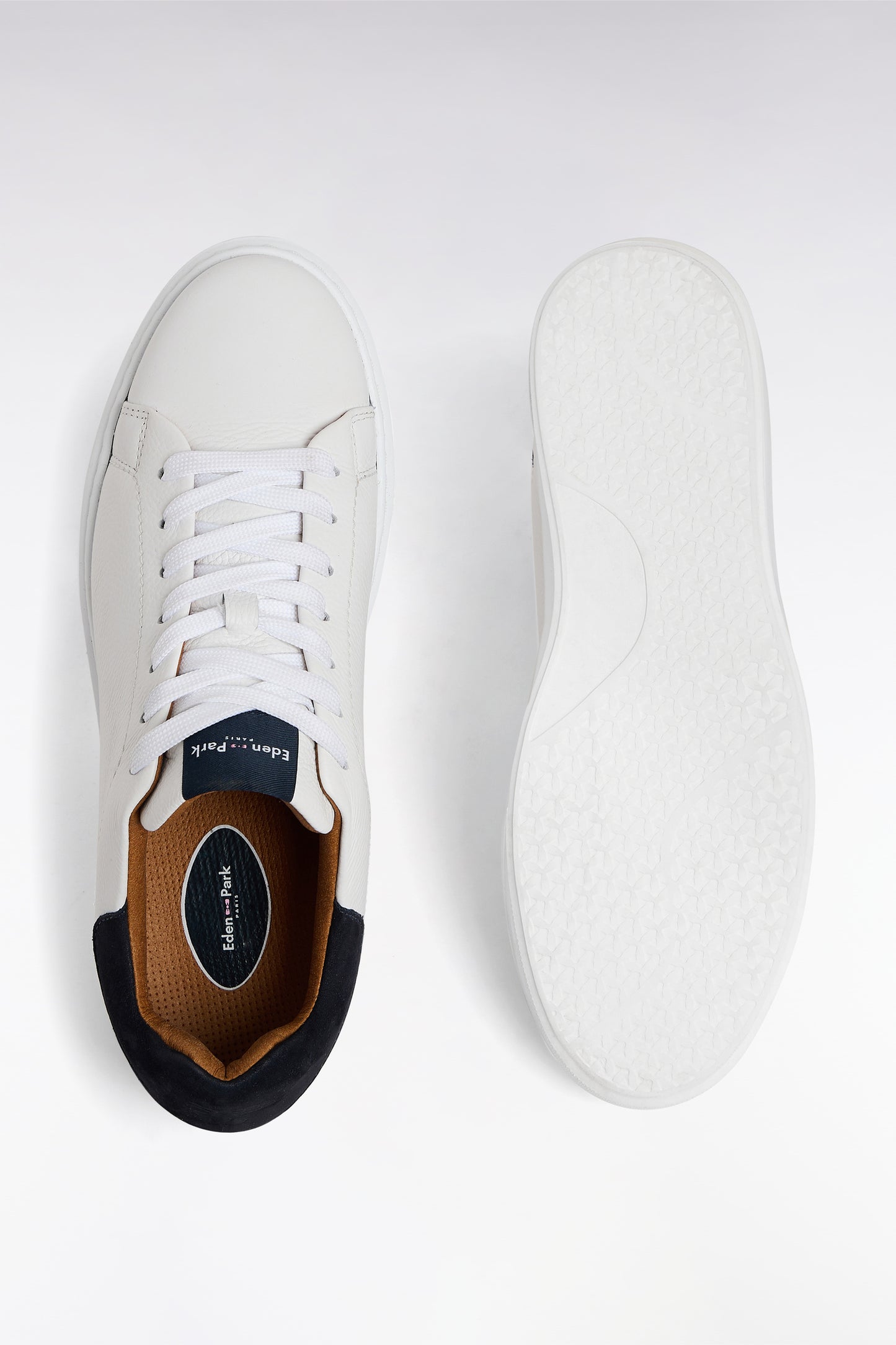 White grained leather sneakers