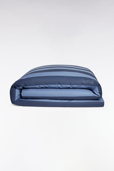 Housse de couette en percale de coton à rayures marine dégradées - Image 2