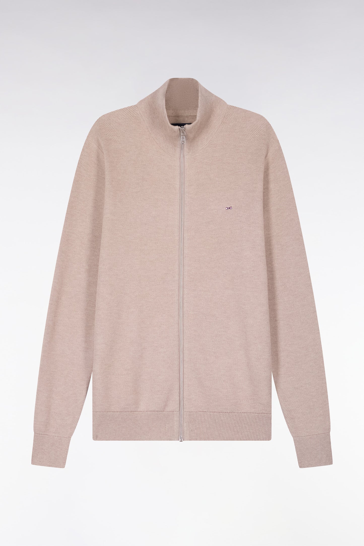 Cardigan zippé en coton beige