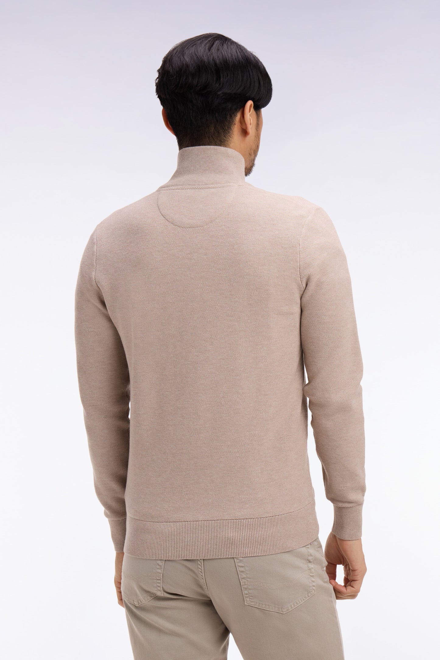 Cardigan zippé en coton beige