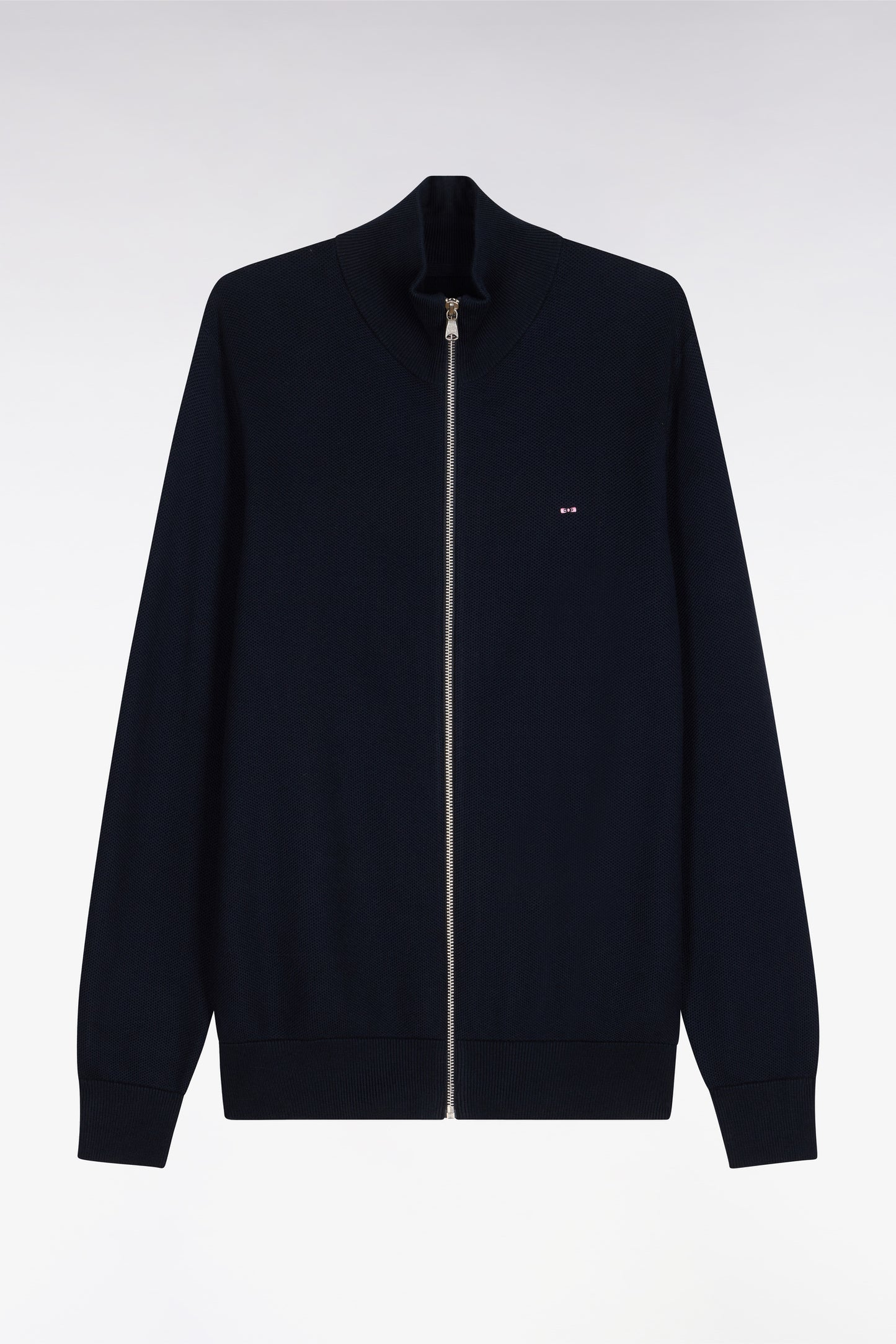 Cardigan zippé en coton marine