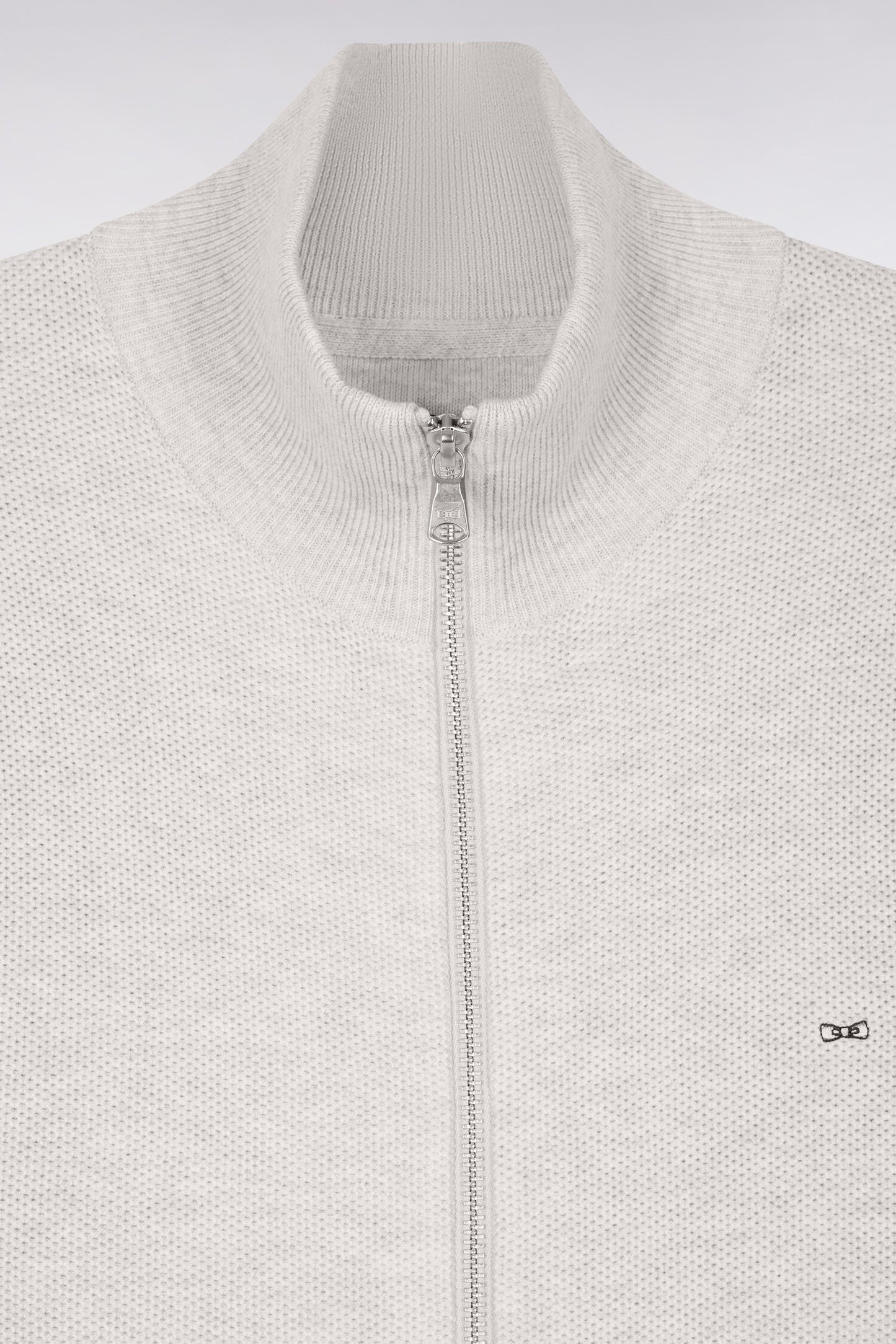 Cardigan zippé en coton gris clair