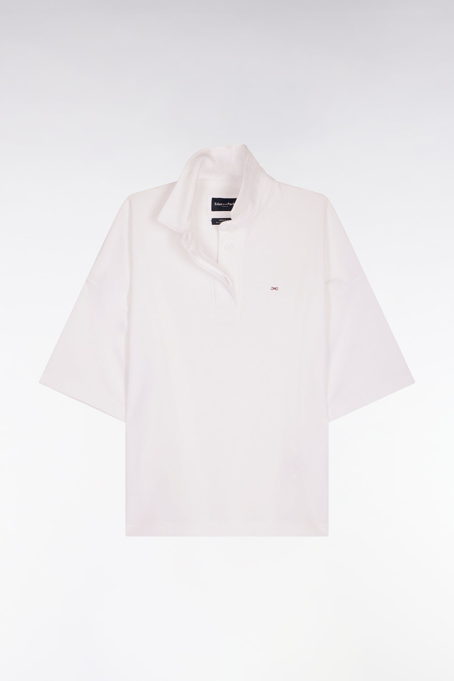 Maillot à manches courtes en coton Pima blanc coupe relaxed