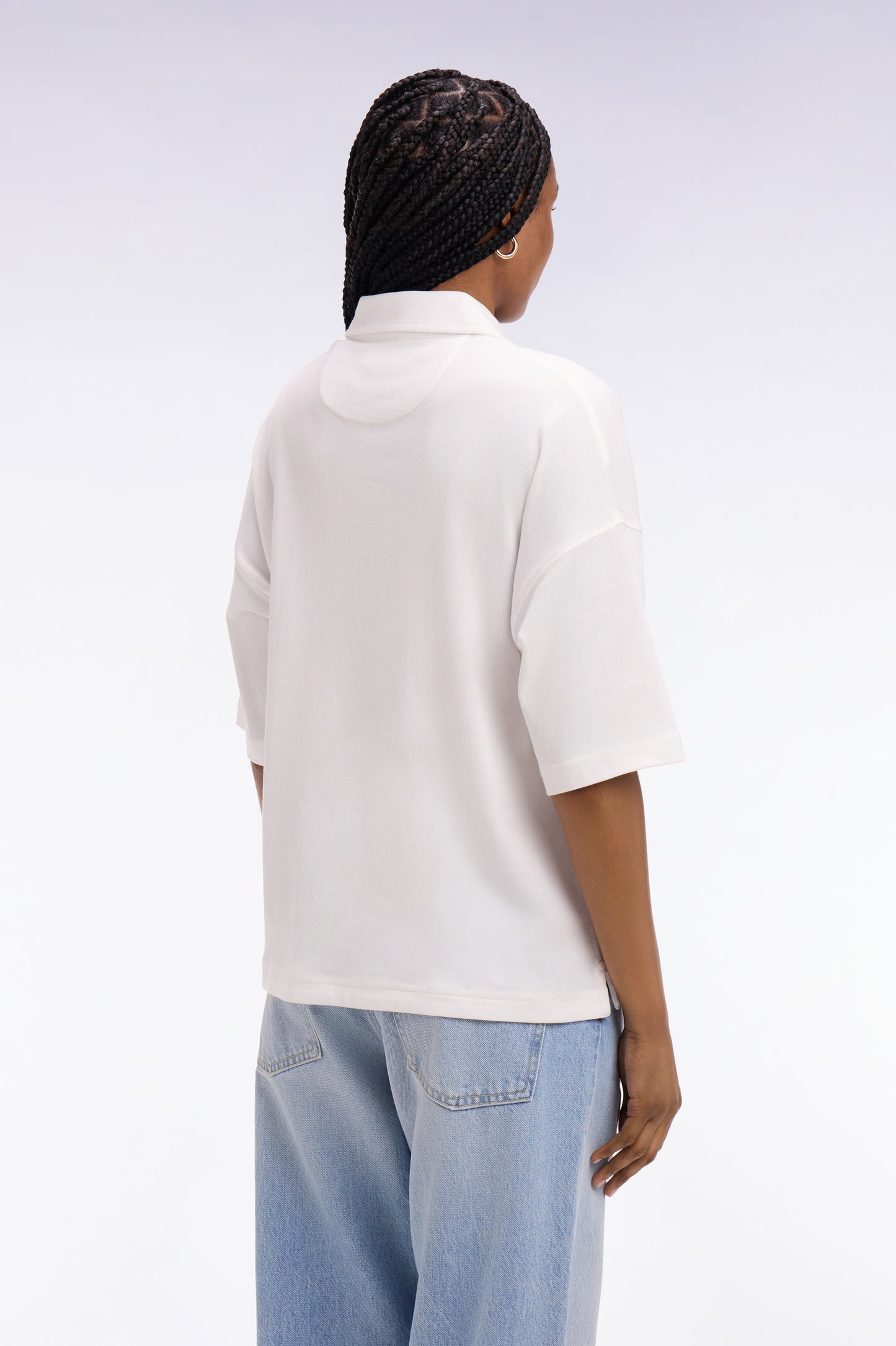 Maillot à manches courtes en coton Pima blanc coupe relaxed