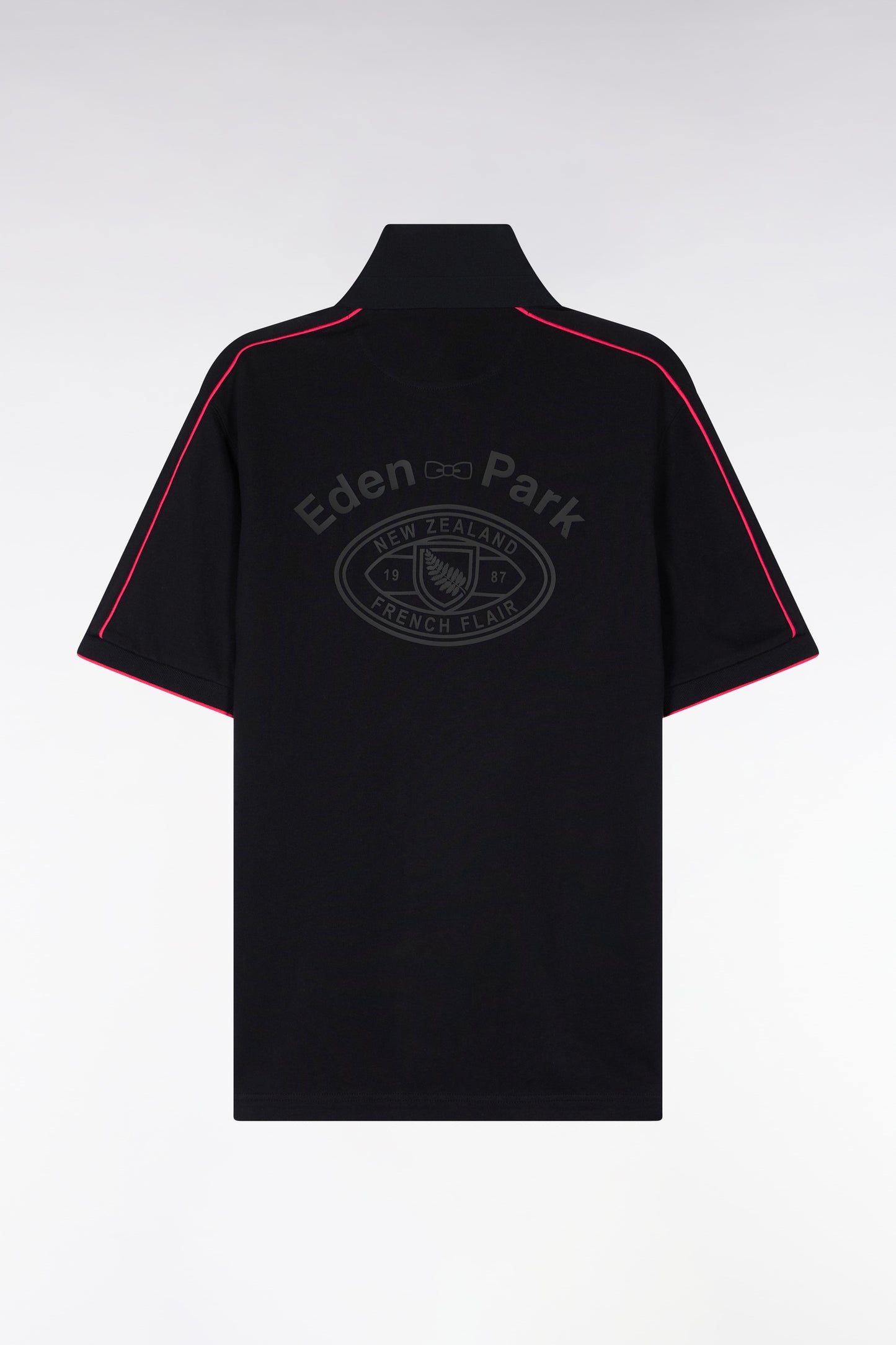 Maillot à manches courtes Nouvelle Zélande en coton noir coupe regular