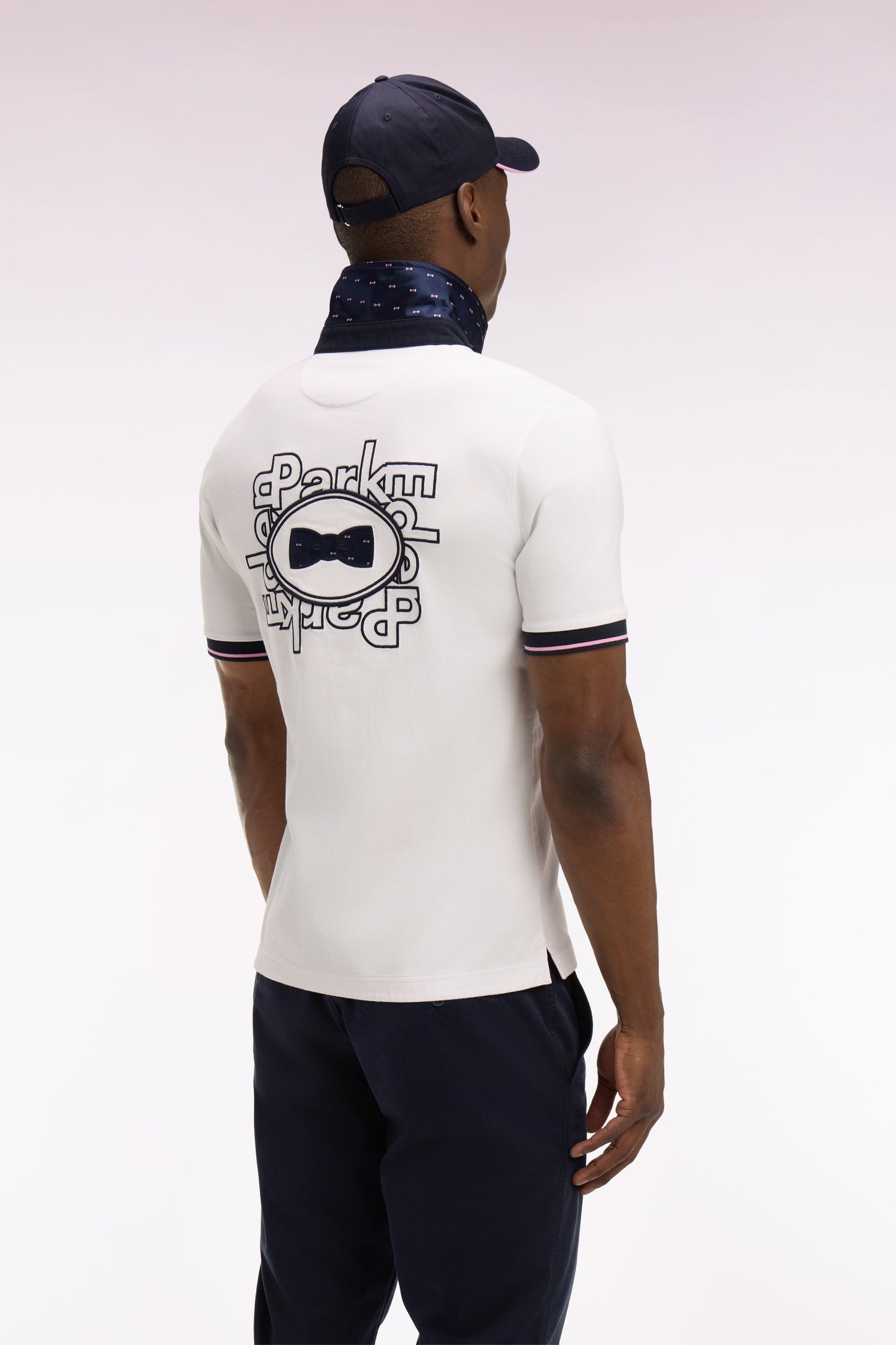 Maillot à manches courtes en coton blanc broderie dos coupe regular