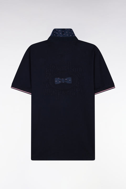 Maillot à manches courtes en coton marine broderie dos coupe regular - Image 2