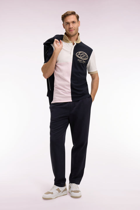 Maillot à manches courtes marine découpes graphiques et broderie coupe regular - Image 1