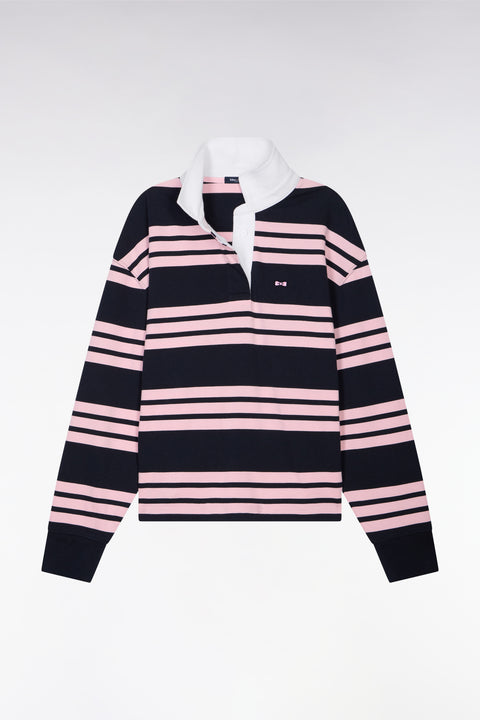 Maillot à manches longues rayé marine et rose coupe oversized - Image 2