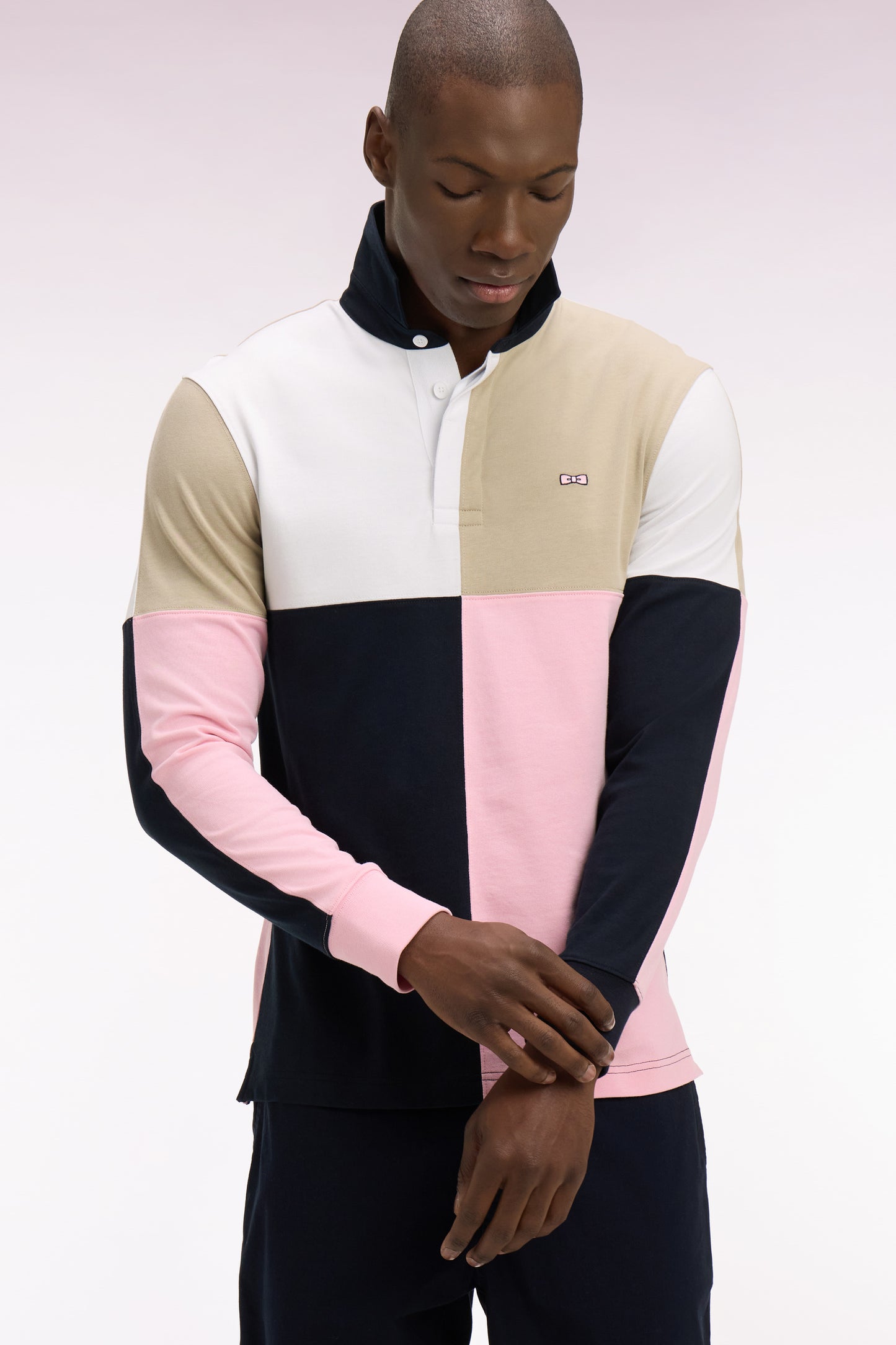 Maillot à manches longues en coton rose croisé