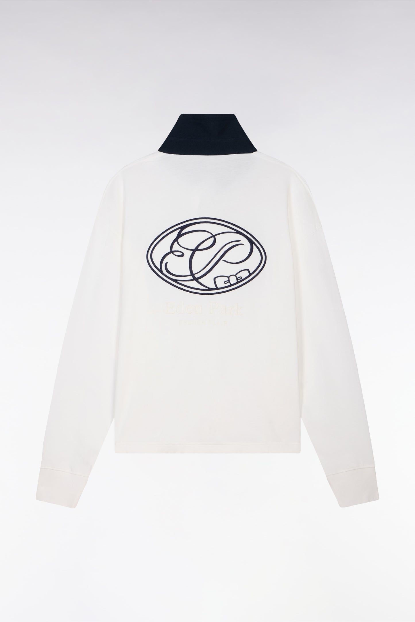 Maillot à manches longues en coton écru brodé coupe Oversized