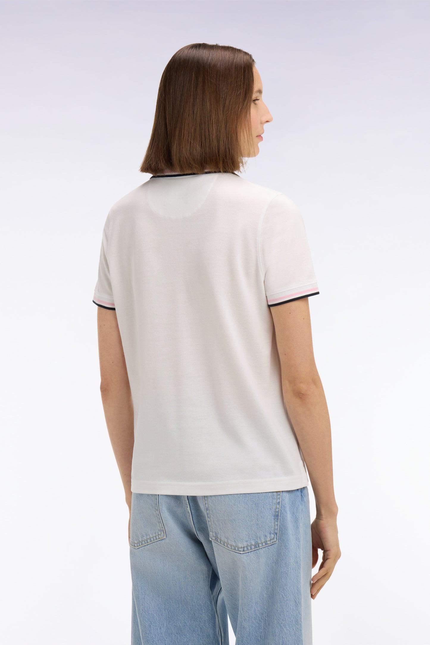 Polo à manches courtes en coton blanc coupe regular