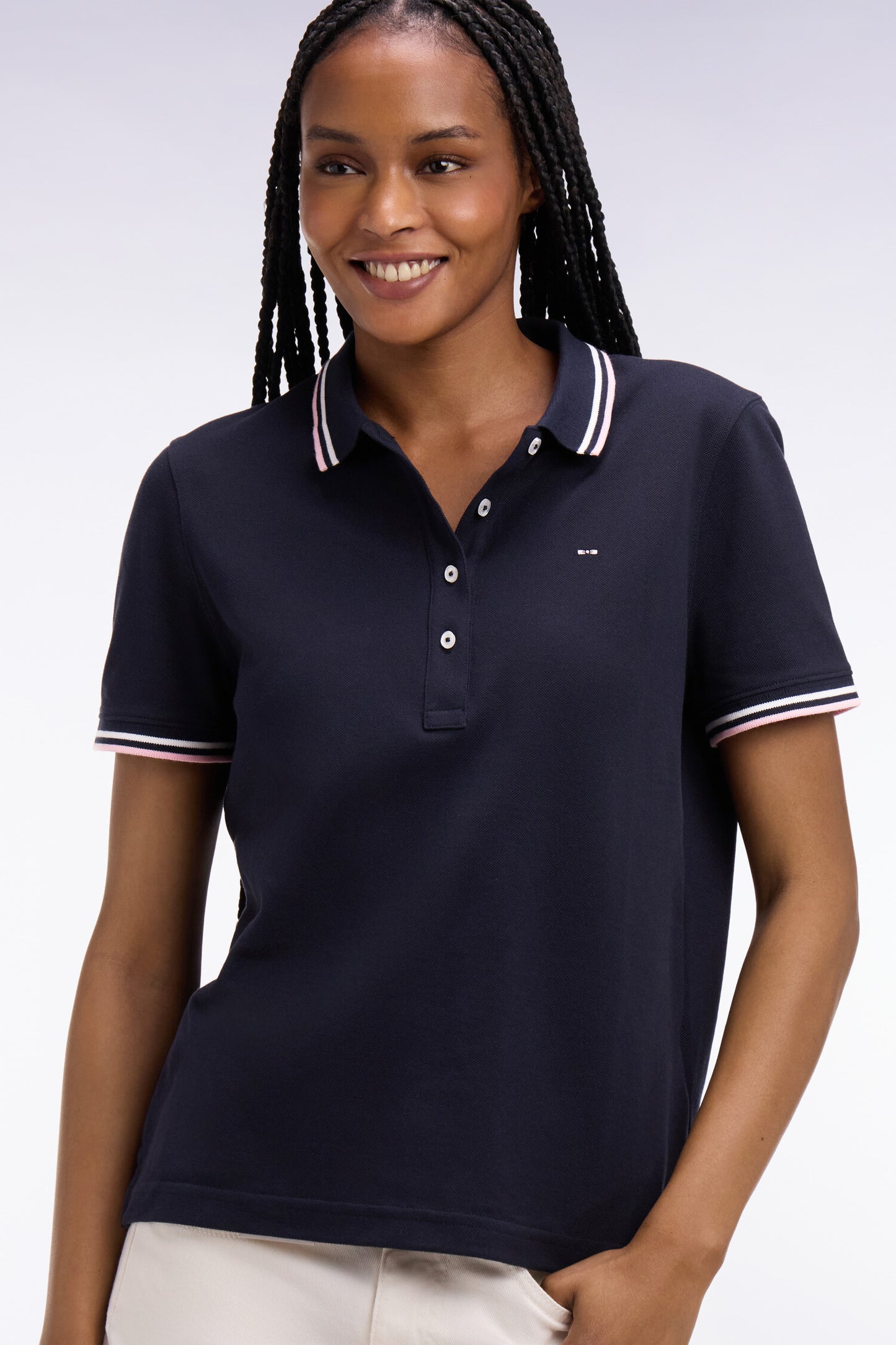 Polo à manches courtes en coton marine coupe regular