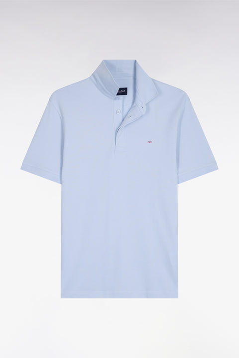 Polo à manches courtes en coton gris clair coupe slim - Image 2