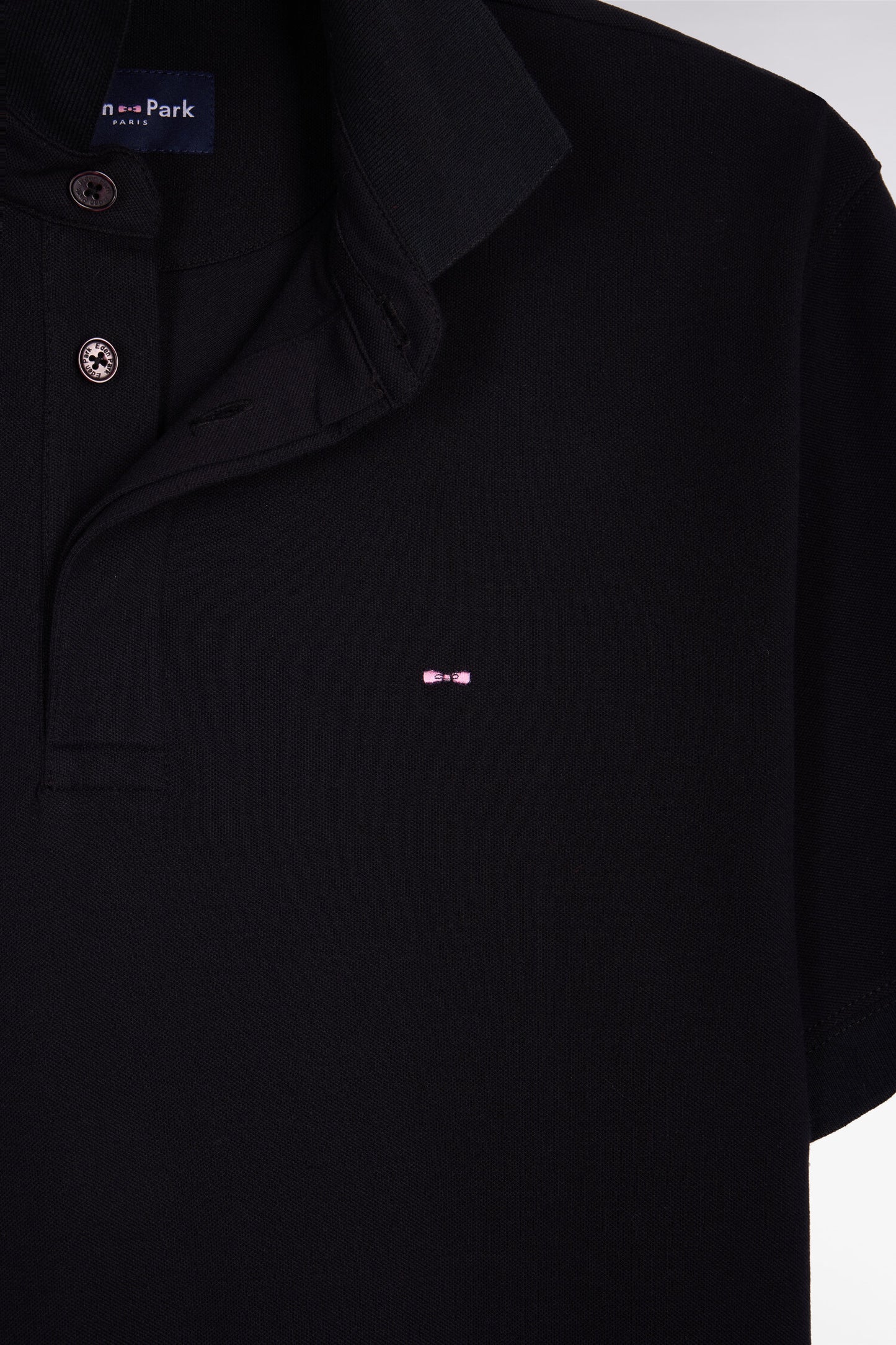 Polo à manches courtes en coton noir coupe slim