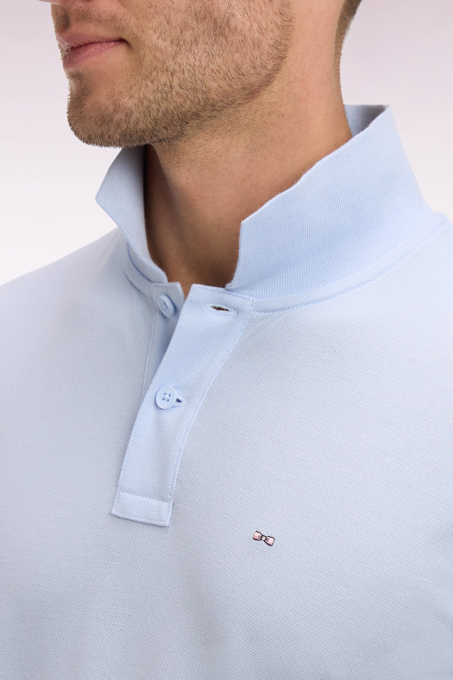 Regular fit short-sleeved sky cotton polo shirt