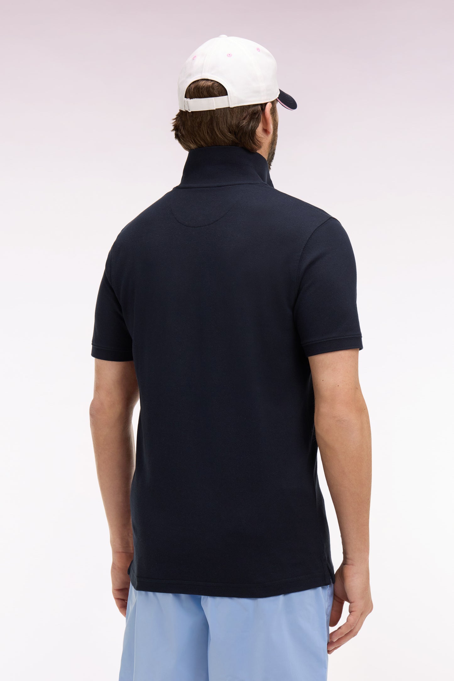 Polo à manches courtes en coton marine coupe regular