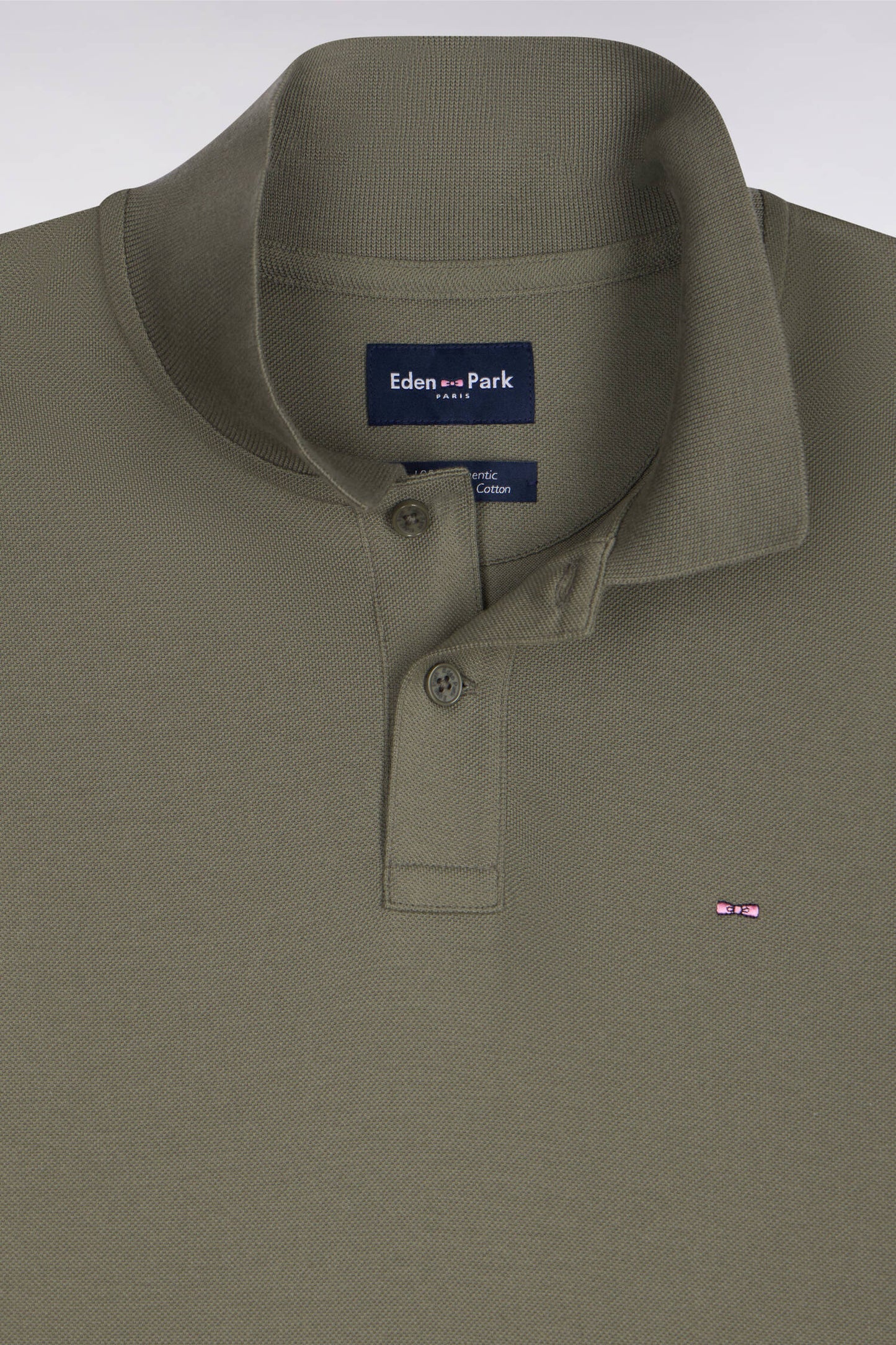 Polo à manches courtes en coton kaki moyen coupe regular