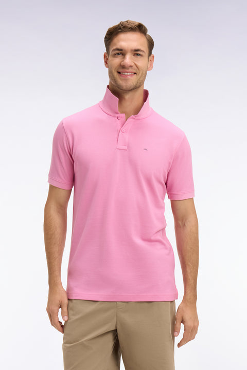 Polo à manches courtes en coton rose coupe regular - Image 3