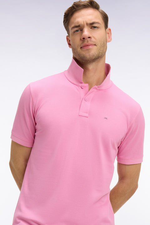 Polo à manches courtes en coton rose coupe regular - Image 1