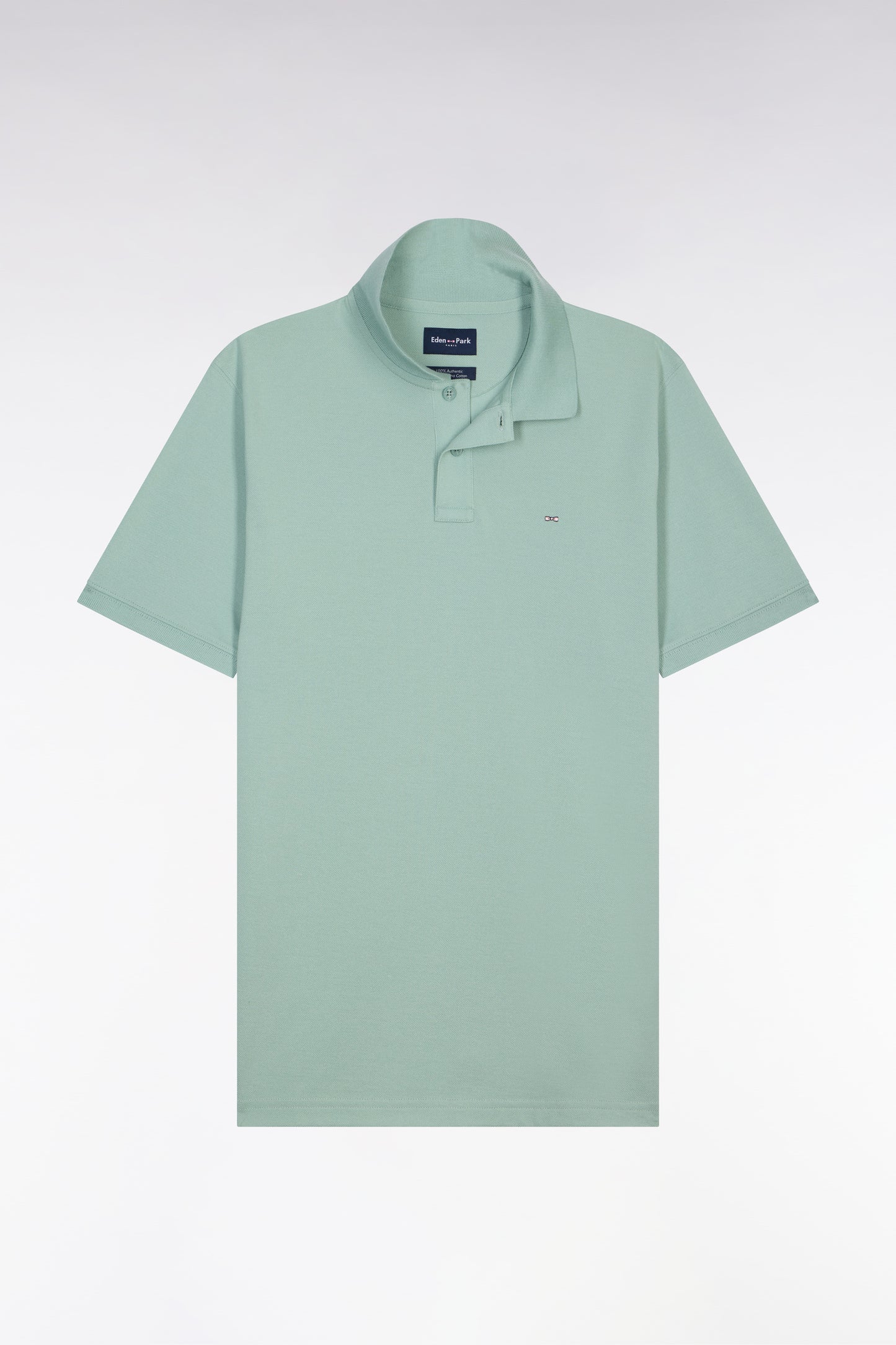 Polo à manches courtes en coton vert d'eau coupe regular