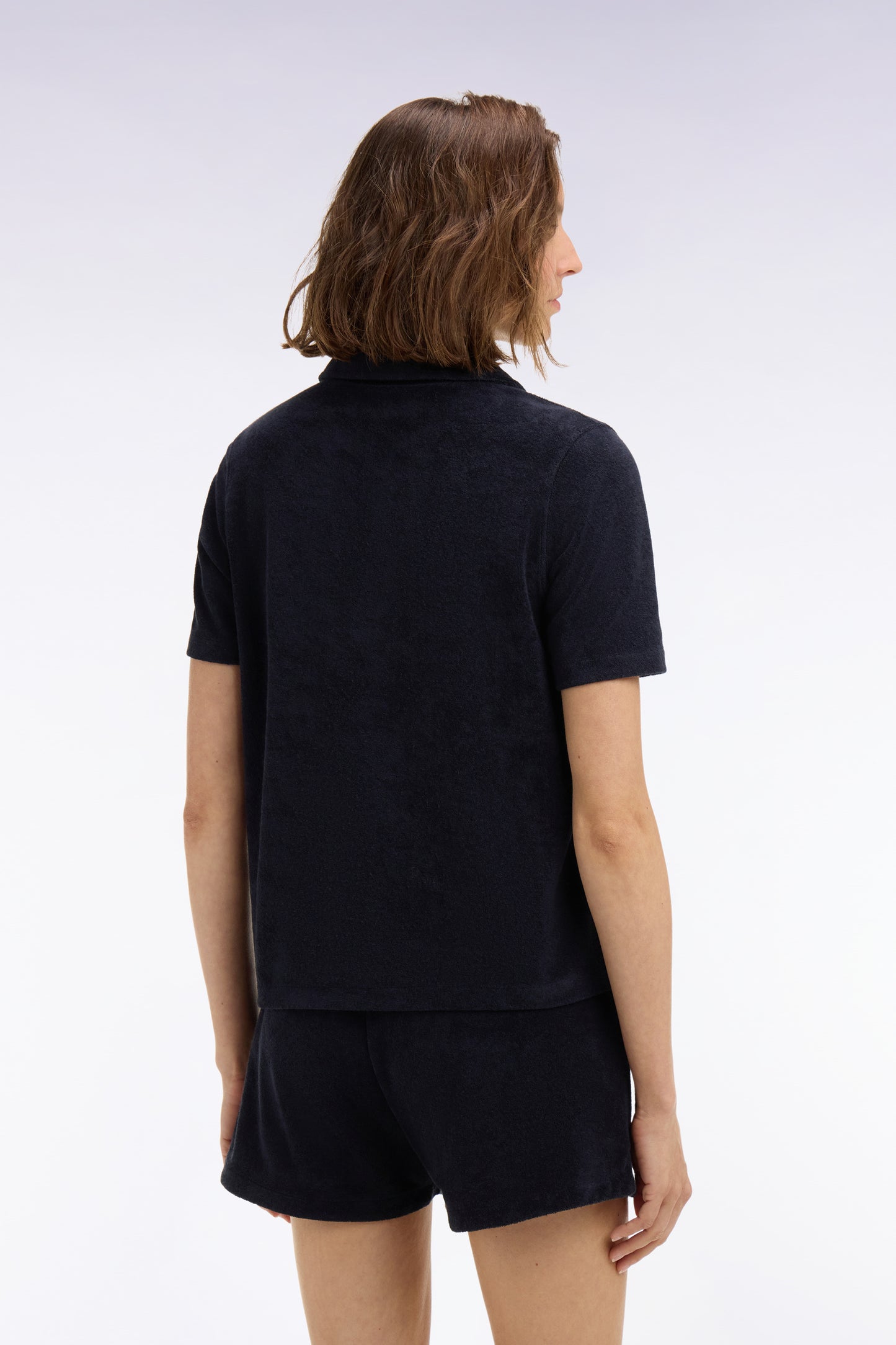 Polo à manches courtes en coton éponge marine coupe regular