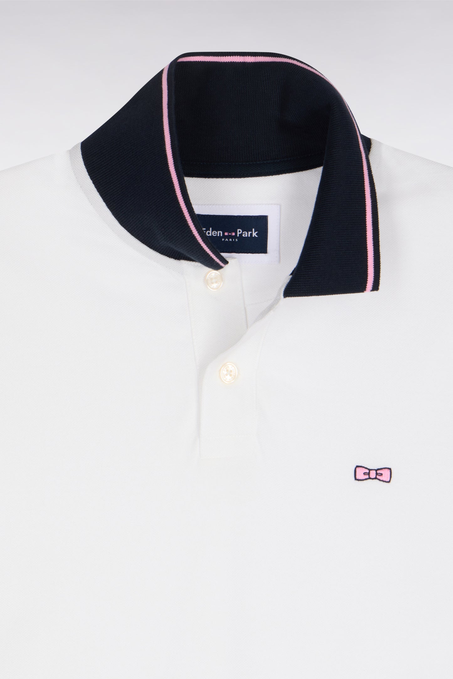 Polo à manches courtes en coton blanc brodé coupe regular