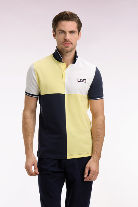 Polo à manches courtes en coton jaune clair à cadrans coupe regular - Image 3