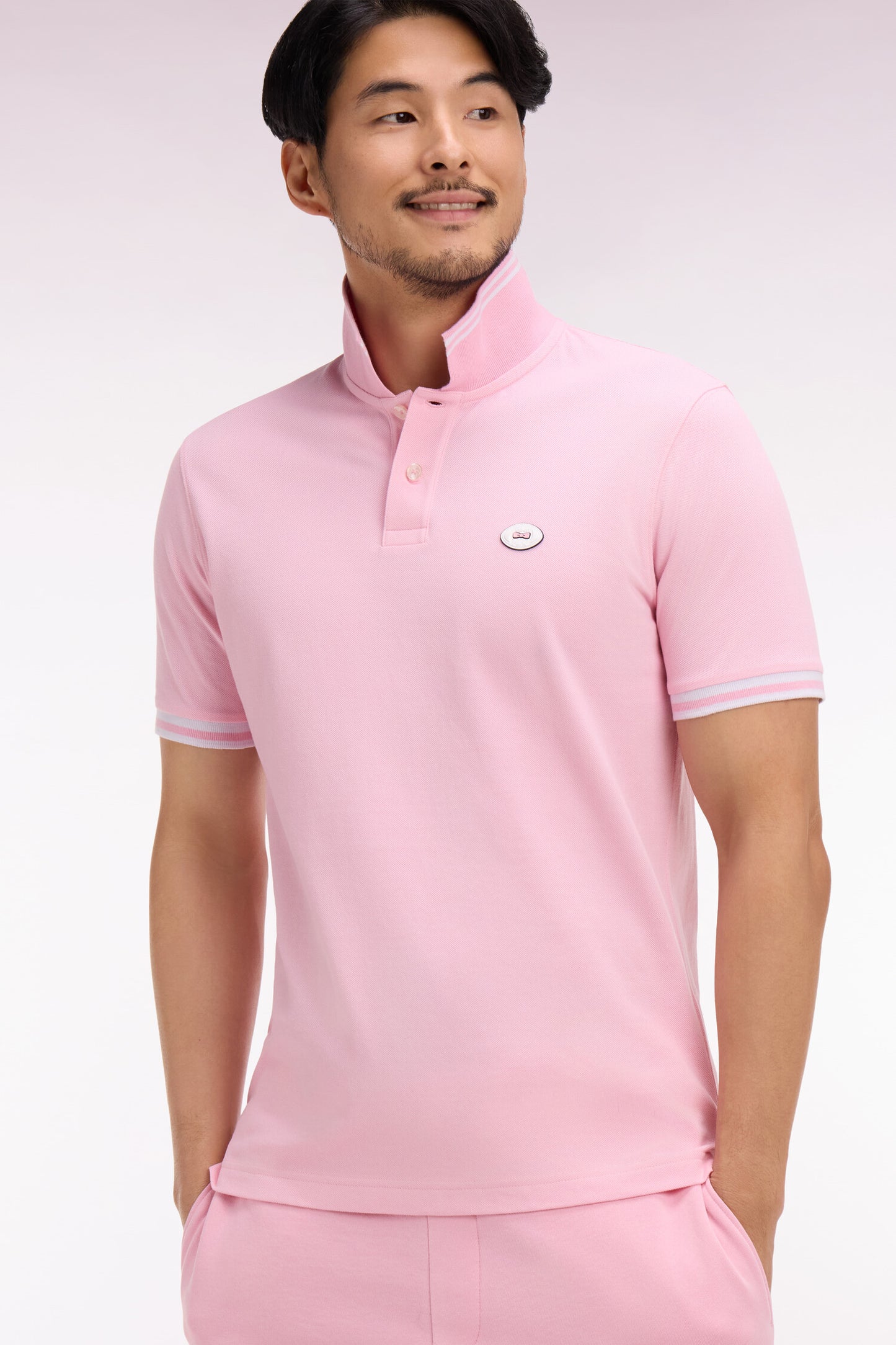 Polo à manches courtes en coton rose