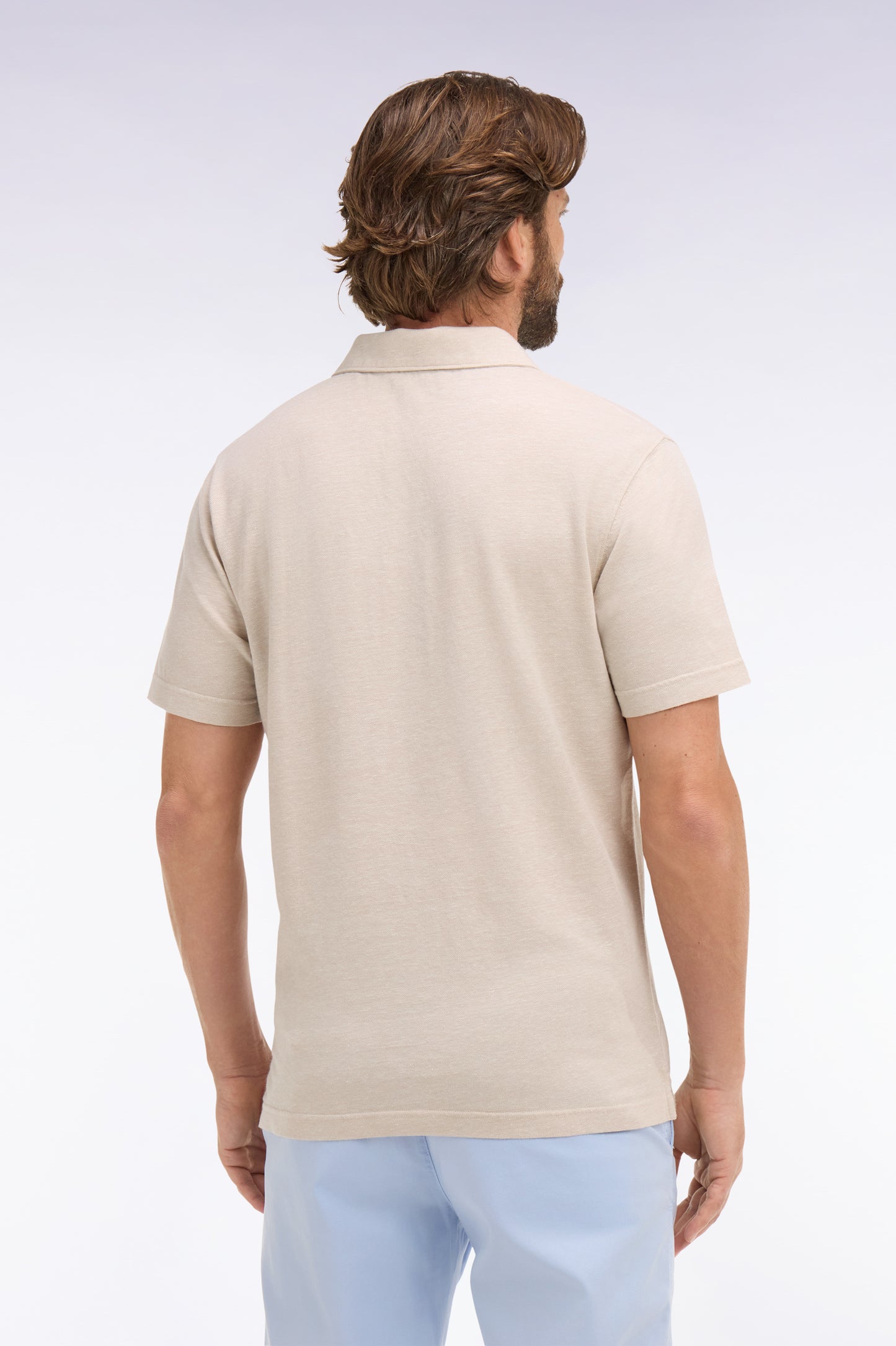 Polo à manches courtes en Oxford écru coupe regular